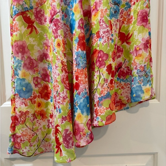 Nine & Company Asymmetrical Floral Ruffle Midi Skirt Vintage Y2K Size 4 - Picture 3 of 7